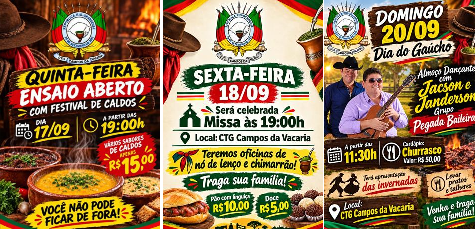 CTG Campos da Vacaria prepara programação especial para celebrar o Dia do Gaúcho em Sidrolândia