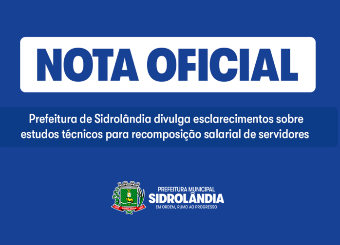 Prefeitura de Sidrolândia divulga esclarecimentos sobre estudos técnicos para recomposição salarial de servidores
