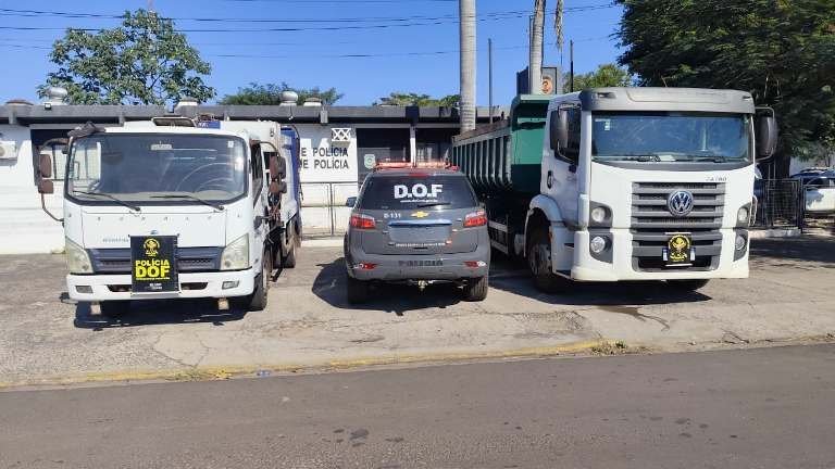 DOF recupera dois caminhões roubados da Prefeitura de Anastácio e prende três homens em Corumbá