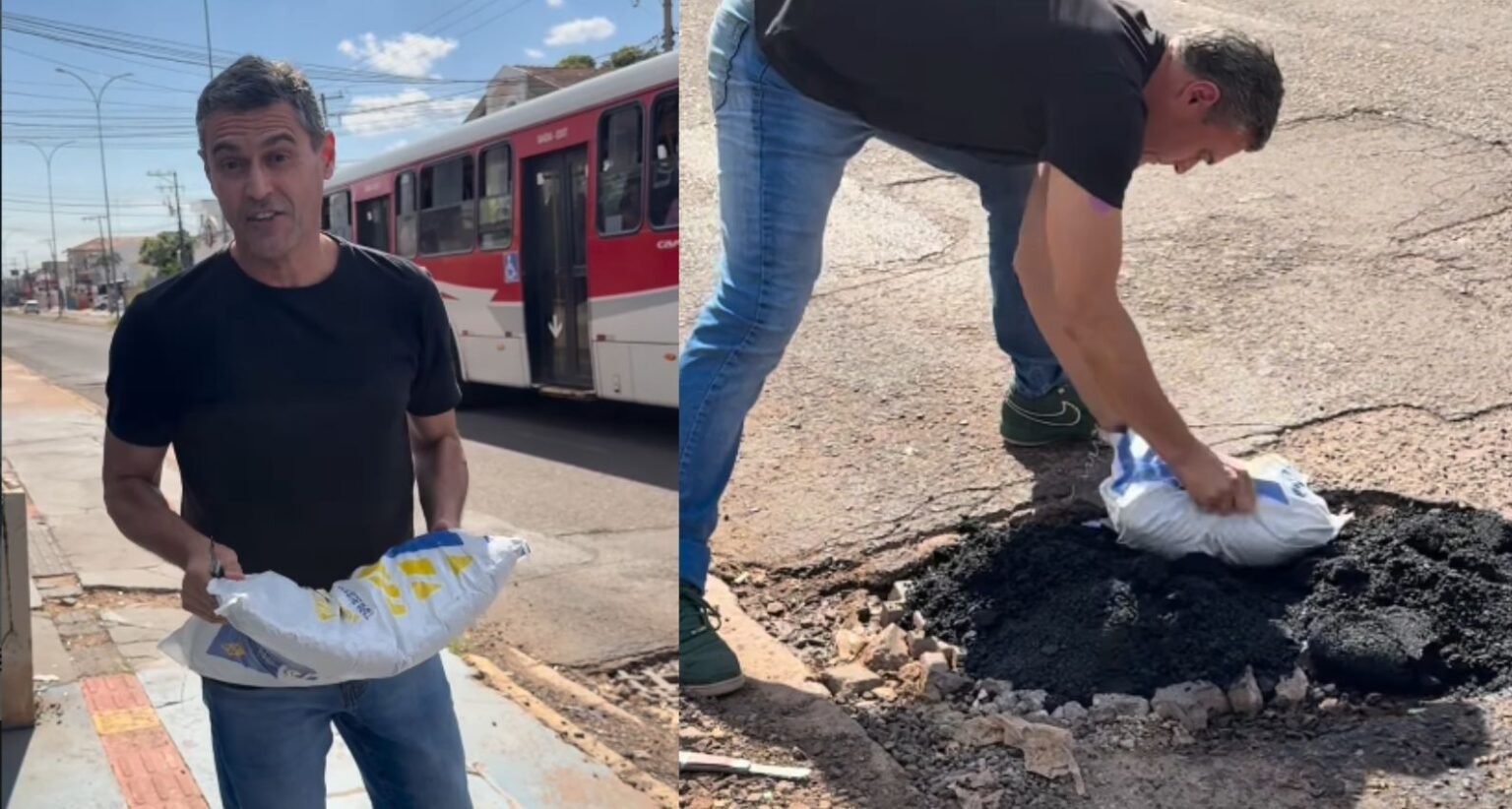 Sem solução há meses, veterinário tira dinheiro do próprio bolso para “operação tapa-buracos” na capital.